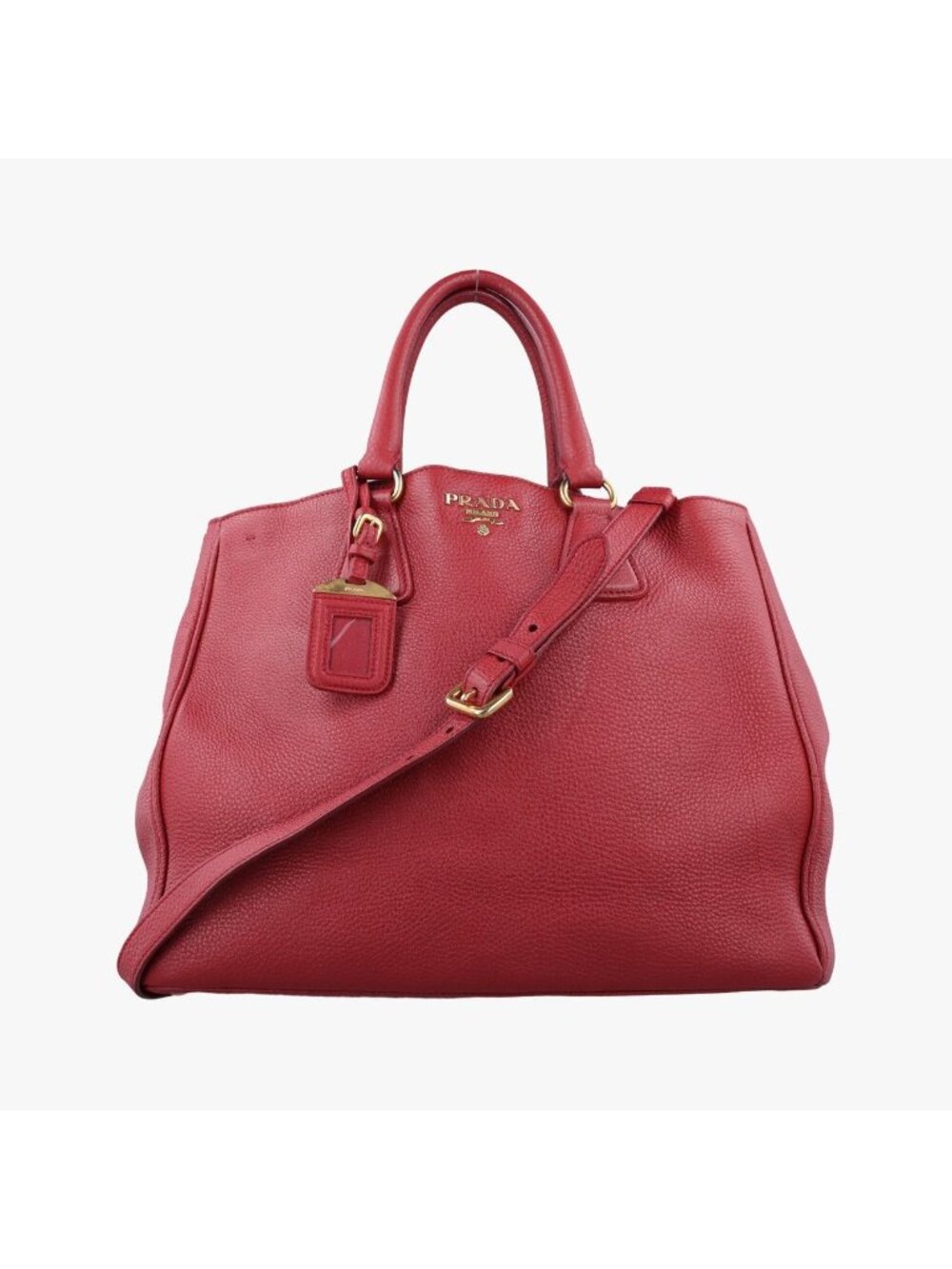Prada Vitello Daino Top Handle Red Leather 25